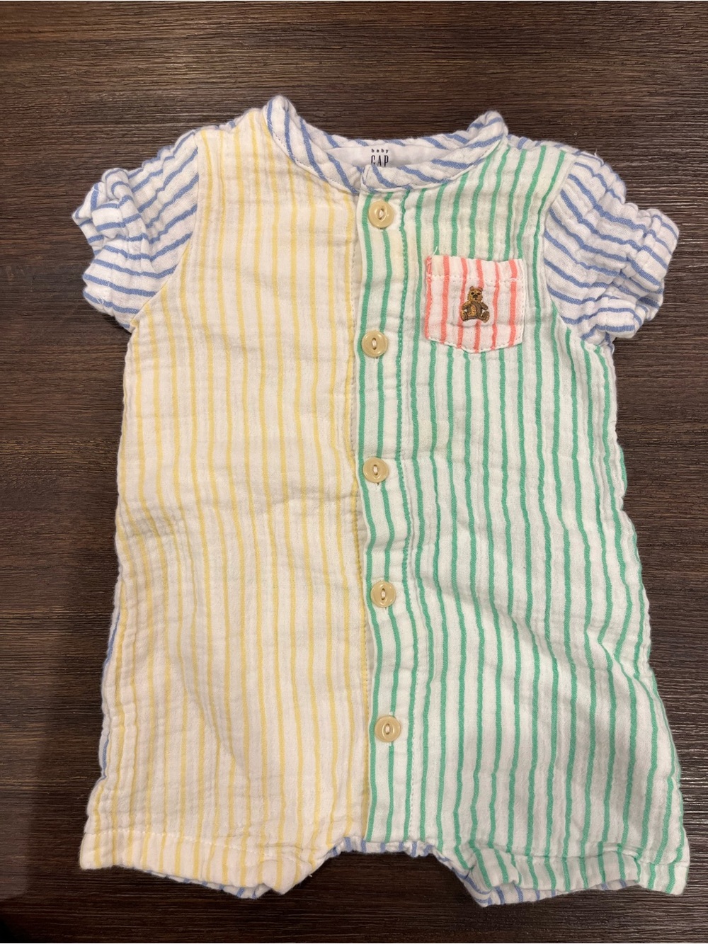 GAP Baby Multicolor Striped Button Romper | Size 3-6 Months